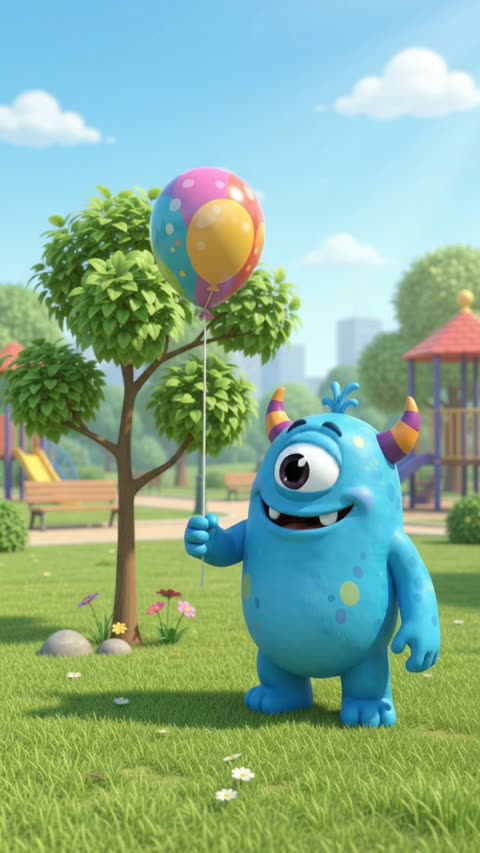 Pumo chasing a balloon