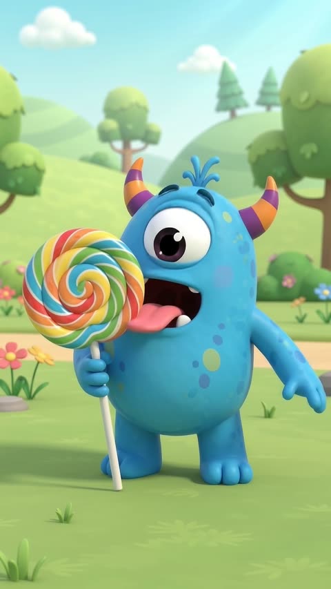 Pumo with a lollipop